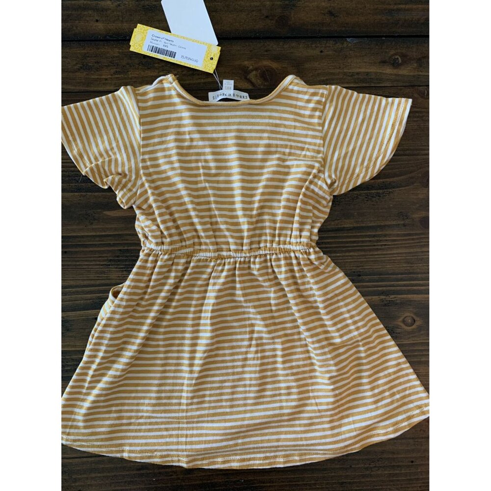 Crown of Hearts Skylar Pocket Yellow & White Striped Skater Dress Sz XXS (2/3) - Picture 2 of 5